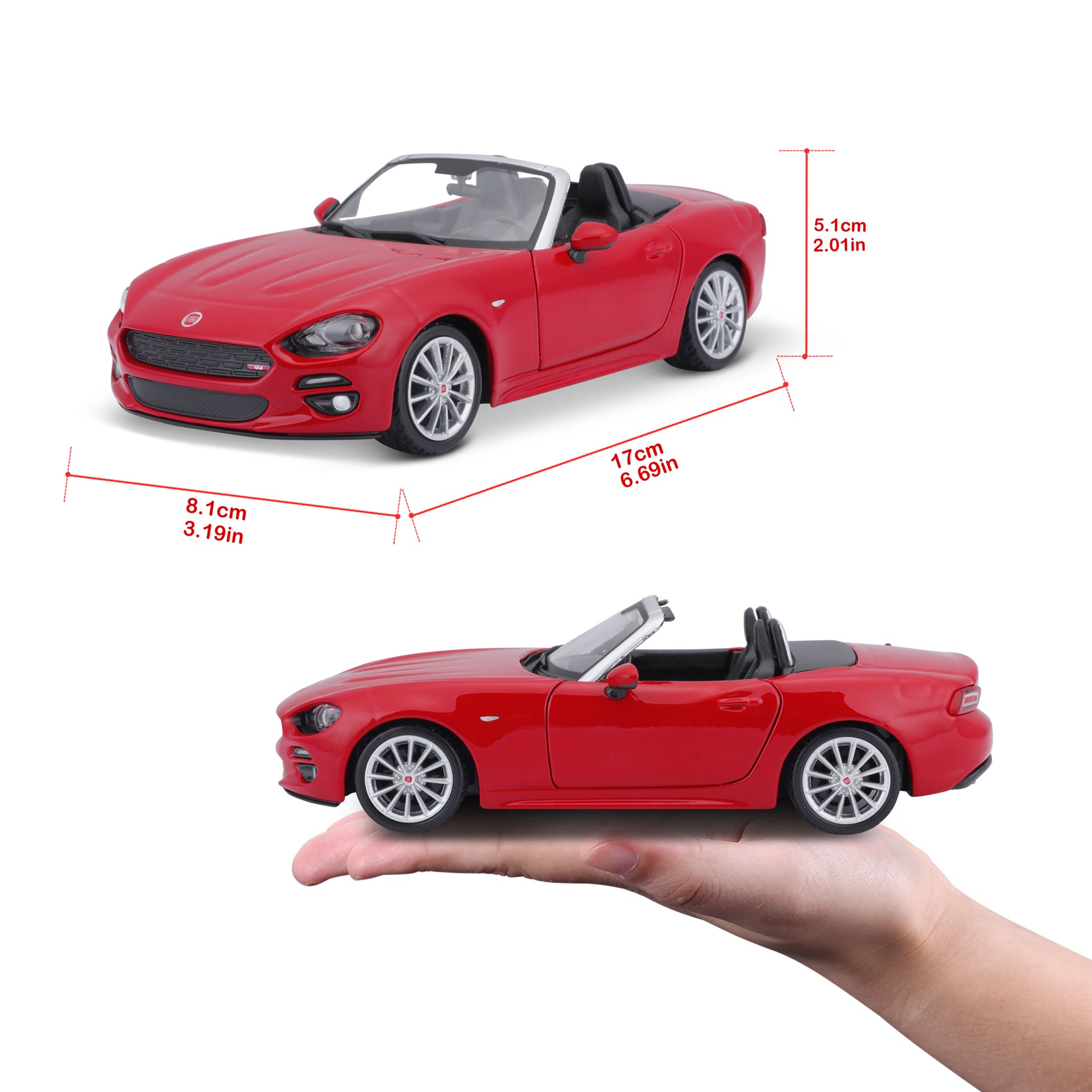 Macheta Masinuta Bburago 1:24 Fiat 124 Spider Rosu, BB20001A-21083