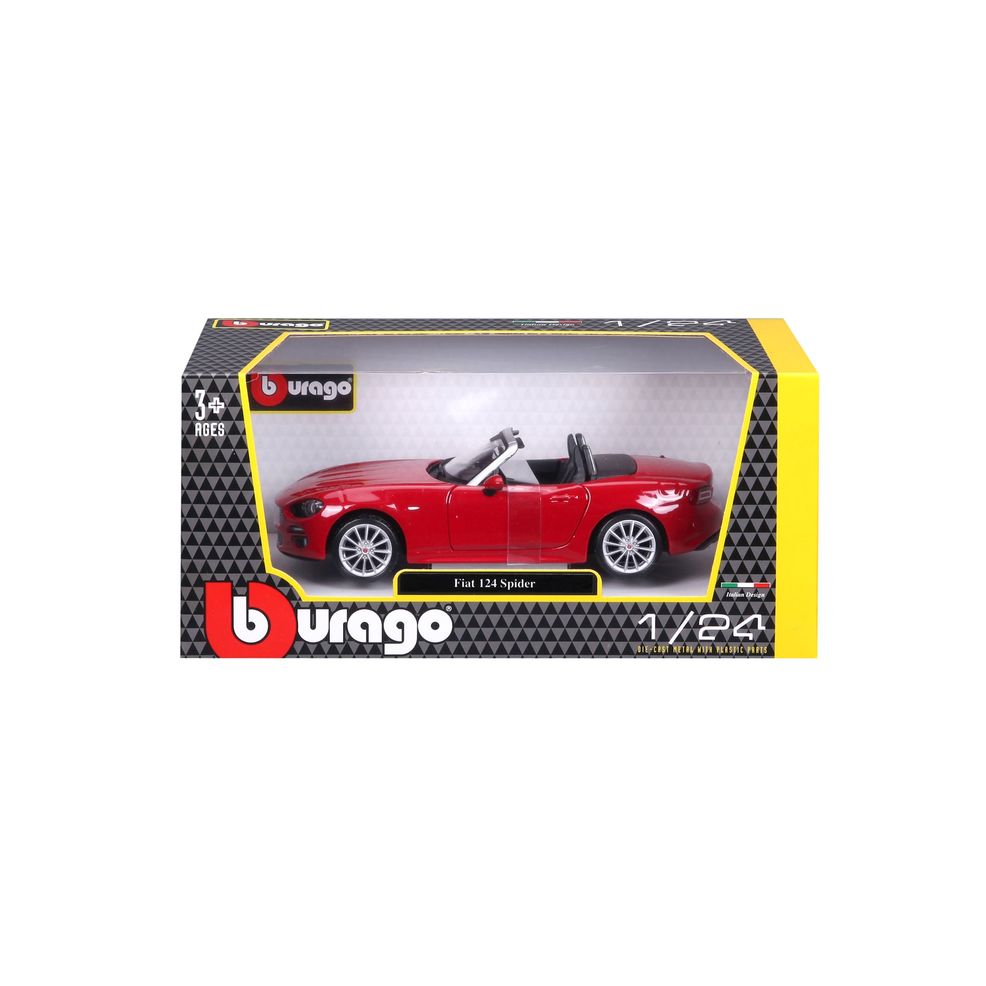 Macheta Masinuta Bburago 1:24 Fiat 124 Spider Rosu, BB20001A-21083