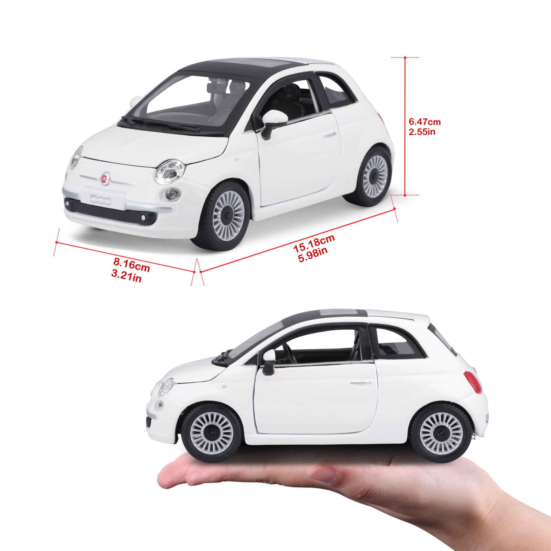 Macheta Masinuta Bburago 1:24 Fiat 500 Alb, BB20001B-22106