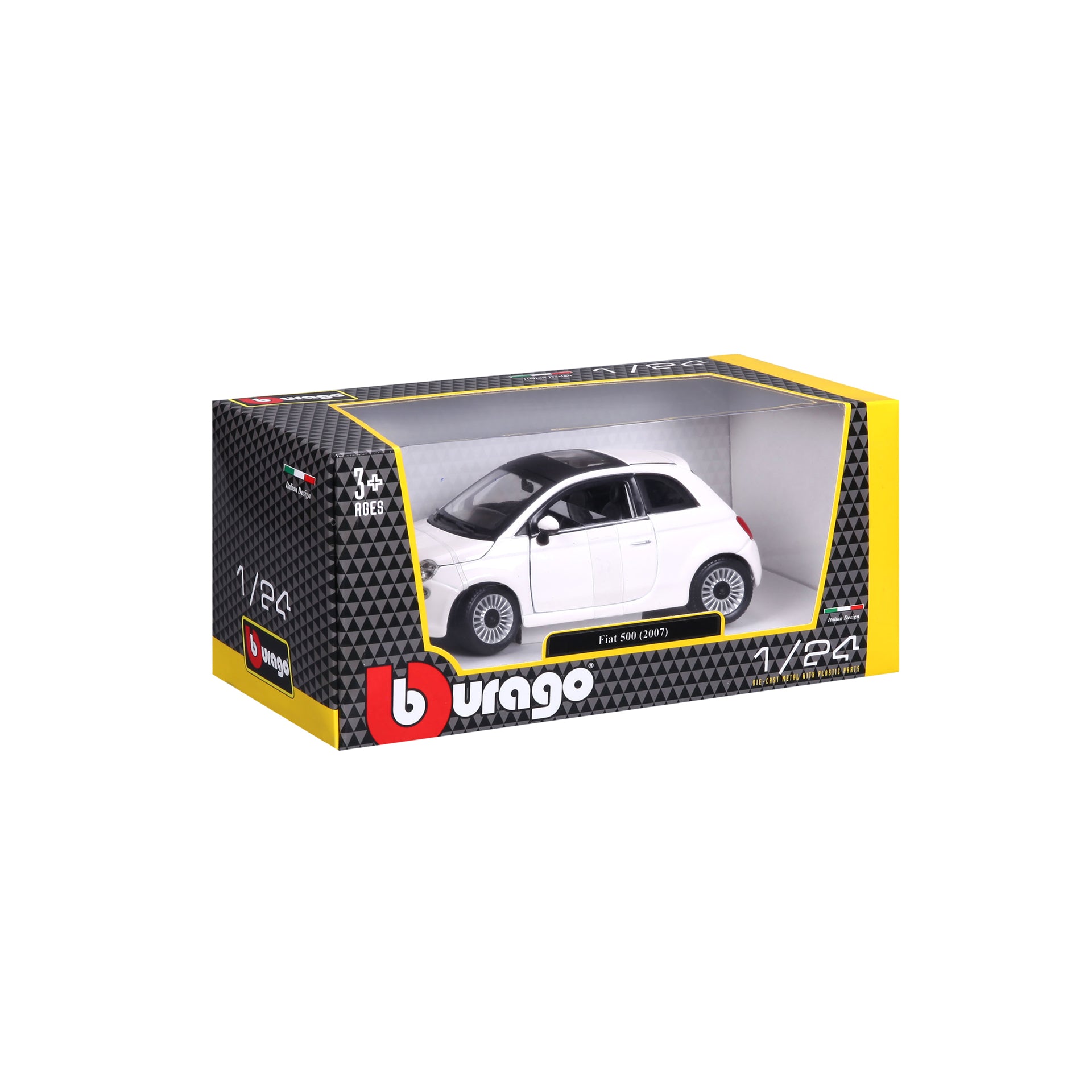 Macheta Masinuta Bburago 1:24 Fiat 500 Alb, BB20001B-22106