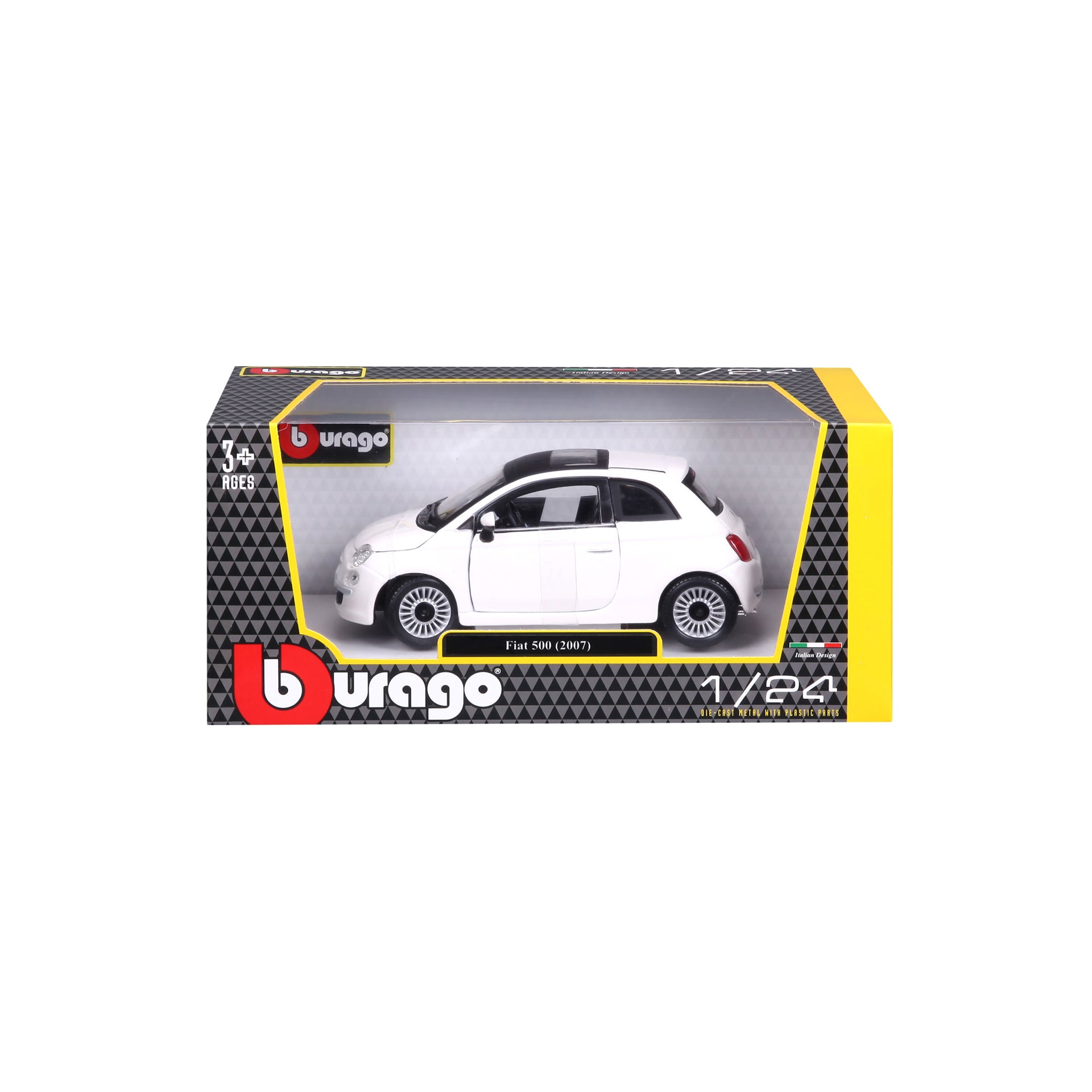 Macheta Masinuta Bburago 1:24 Fiat 500 Alb, BB20001B-22106