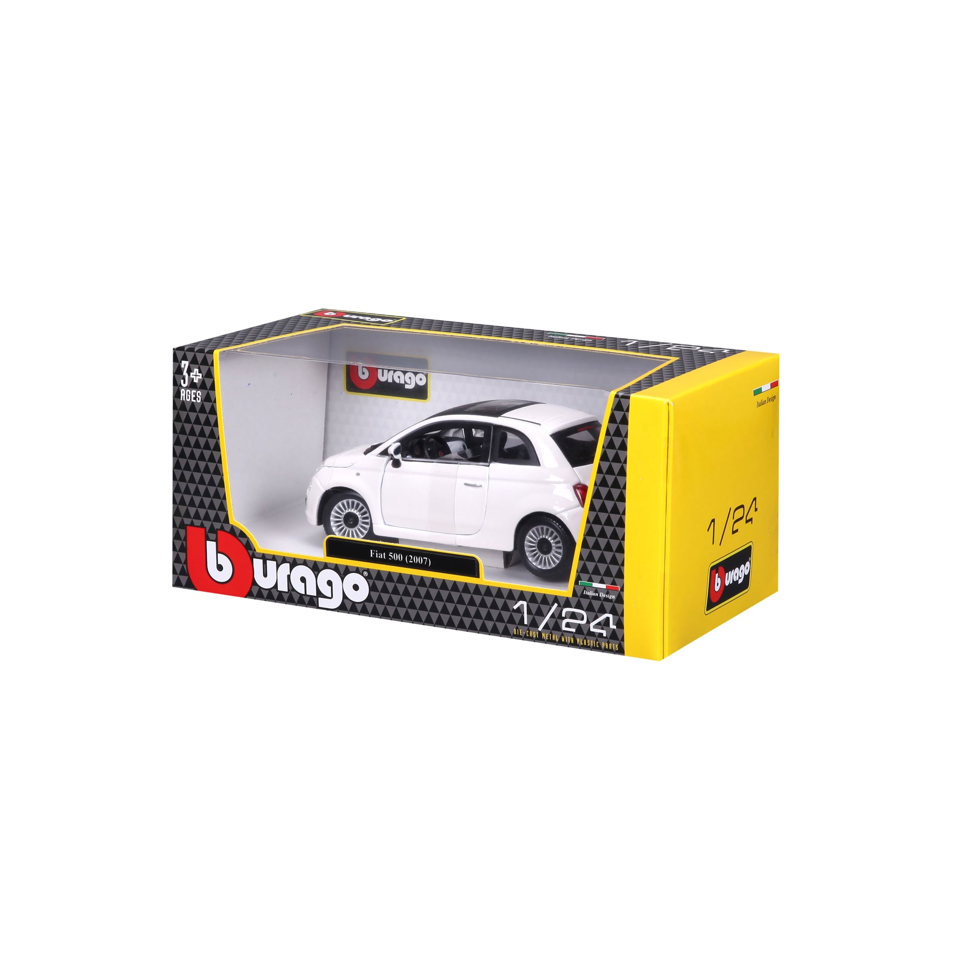 Macheta Masinuta Bburago 1:24 Fiat 500 Alb, BB20001B-22106