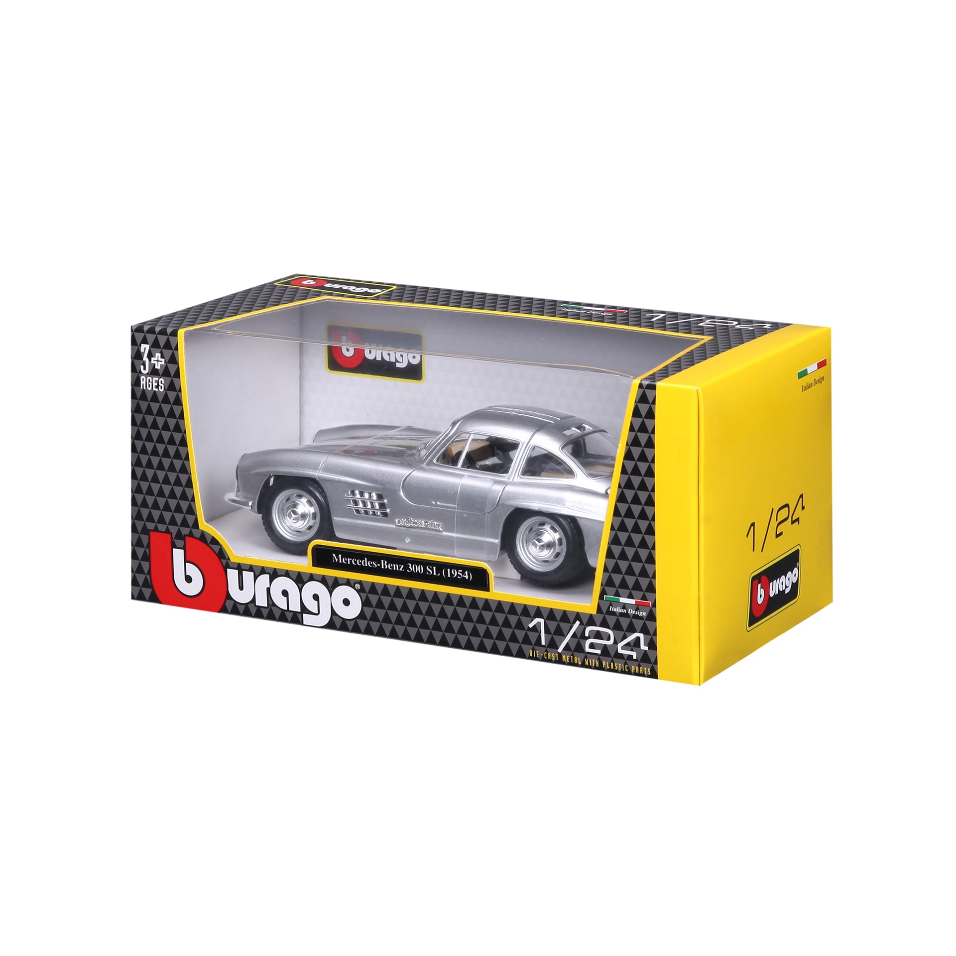 Macheta Masinuta  Bburago 1:24 Mercedes Benz 300SL 1954 Argintiu, BB20001B-22023