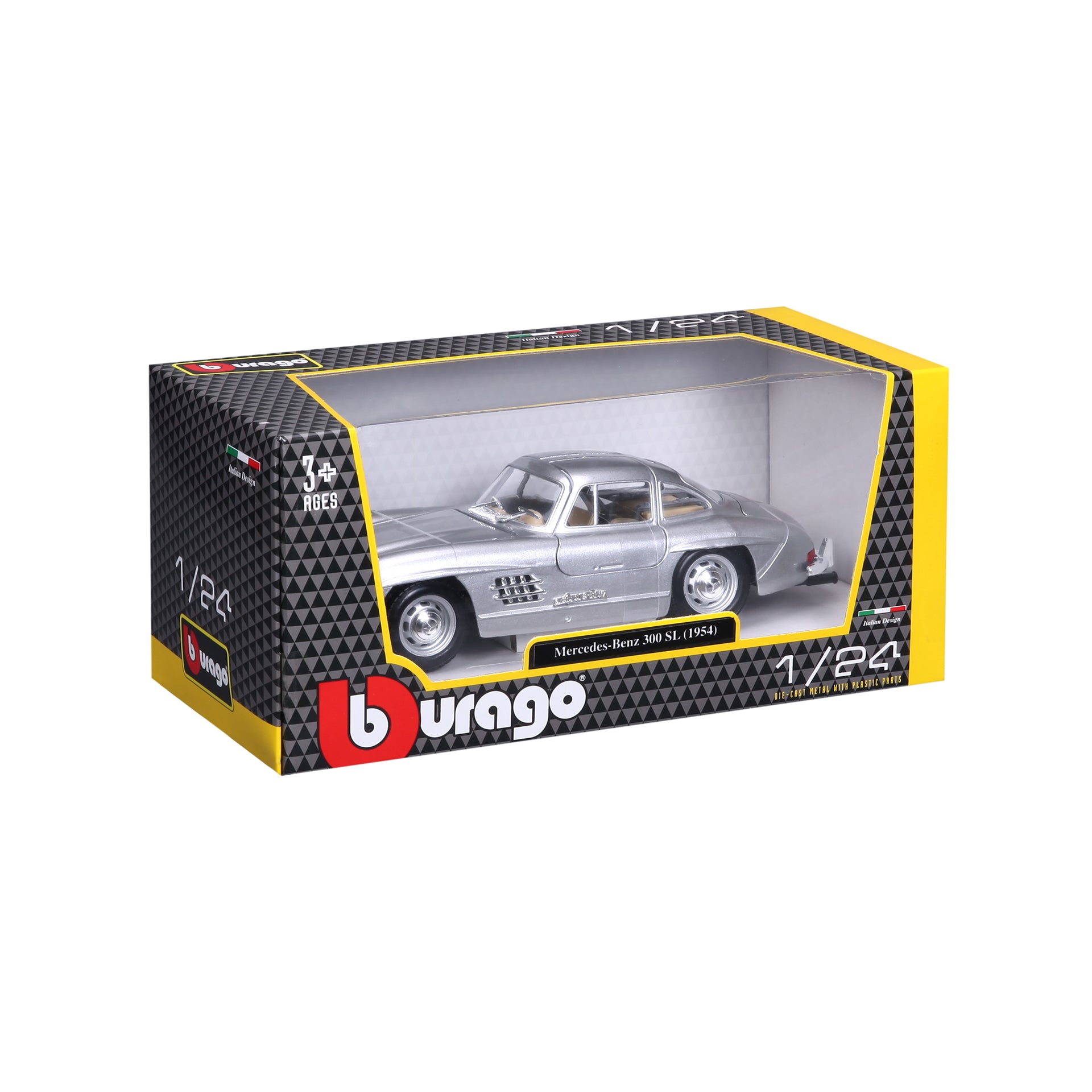 Macheta Masinuta  Bburago 1:24 Mercedes Benz 300SL 1954 Argintiu, BB20001B-22023