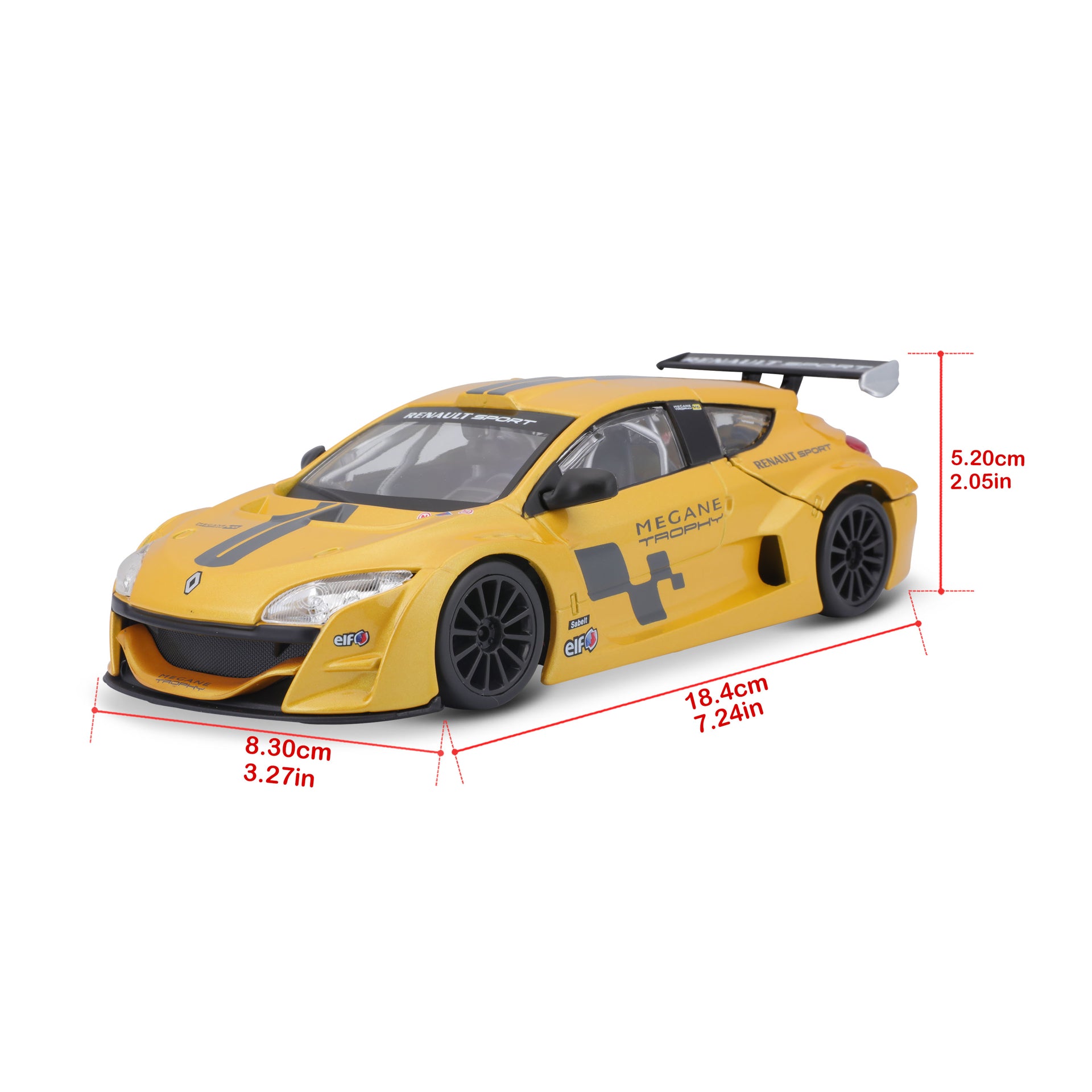 Macheta Masinuta Bburago 1:24 Renault Megane Trophy Galben Metalizat, BB20001B-22115