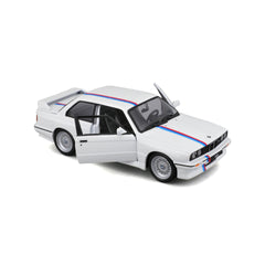 Macheta Masinuta Bburago 1:24 1988 BMW 3 Series M3 Alb cu Dunga, BB20001A-21100