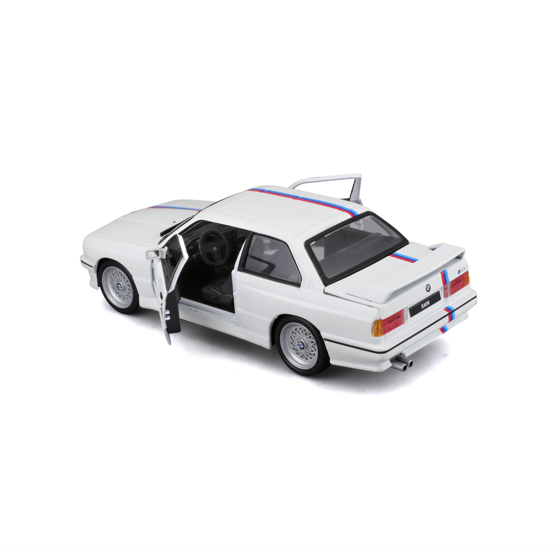 Macheta Masinuta Bburago 1:24 1988 BMW 3 Series M3 Alb cu Dunga, BB20001A-21100