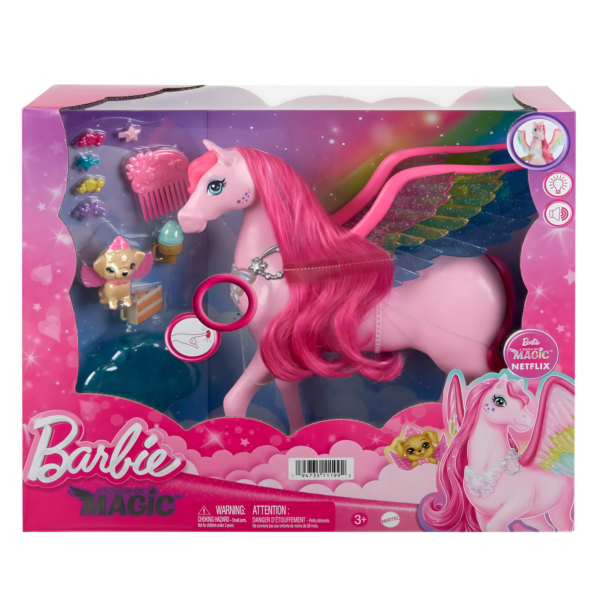 Barbie A Touch Of Magic Pink Pegasus cu lumini si sunete, MTHLC40