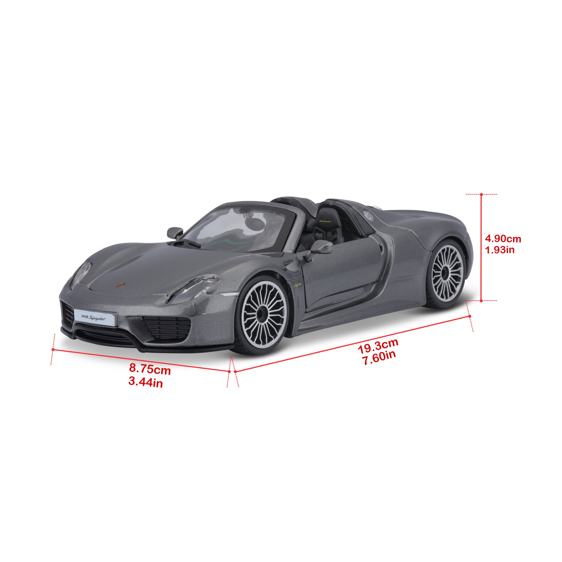 Macheta Masinuta Bburago 1:24 Porsche 918 Spyder Gri Metalic, BB20001A-21076