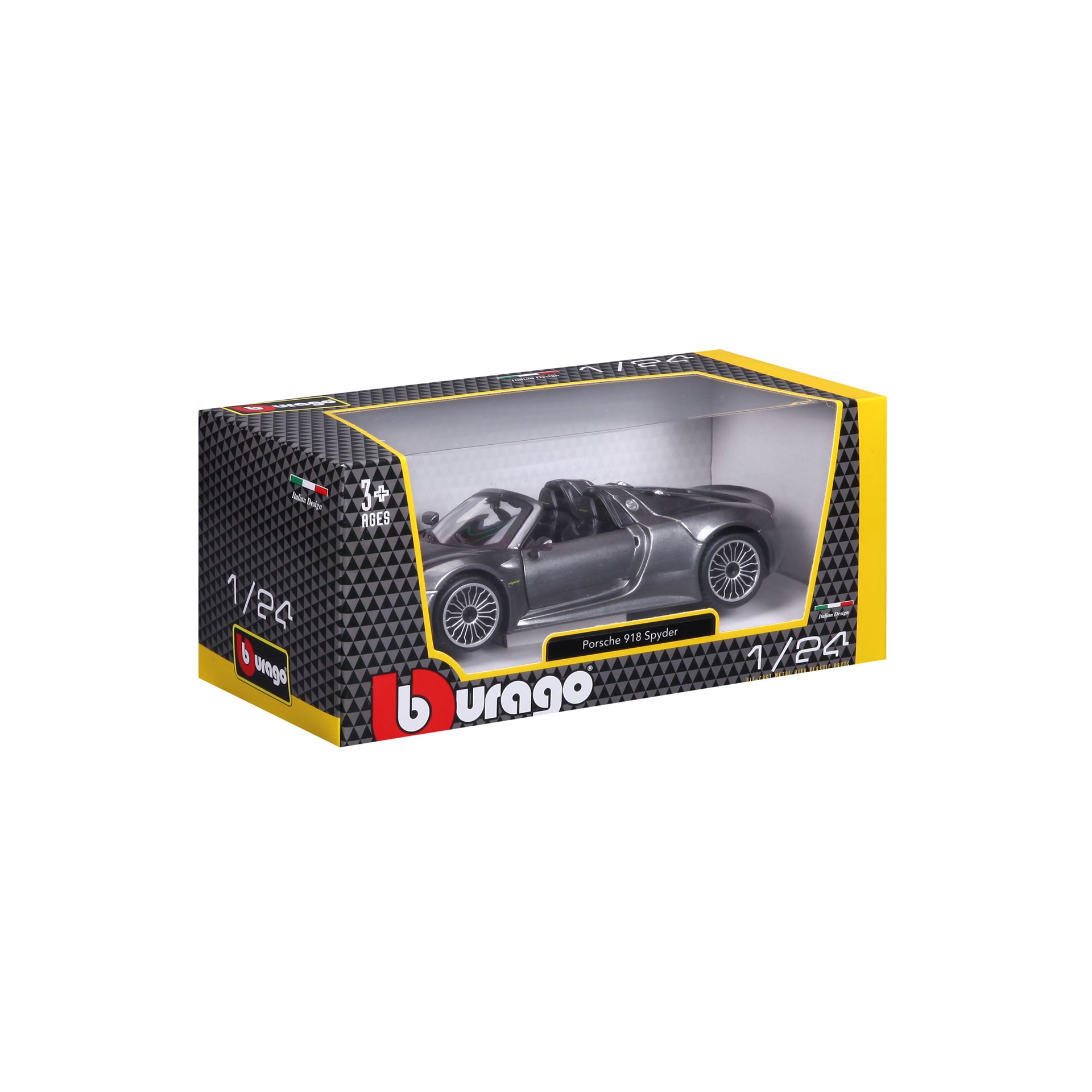 Macheta Masinuta Bburago 1:24 Porsche 918 Spyder Gri Metalic, BB20001A-21076