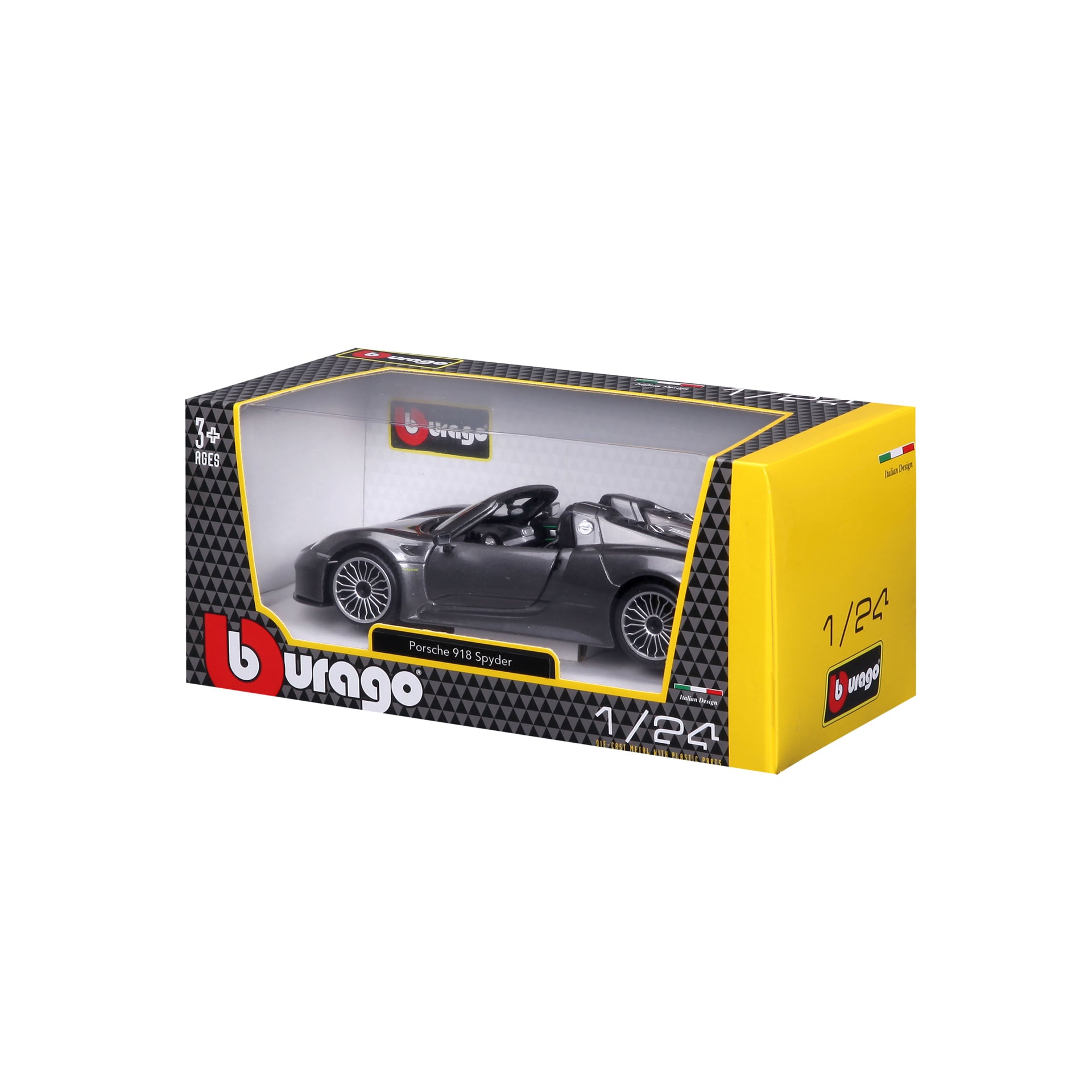 Macheta Masinuta Bburago 1:24 Porsche 918 Spyder Gri Metalic, BB20001A-21076