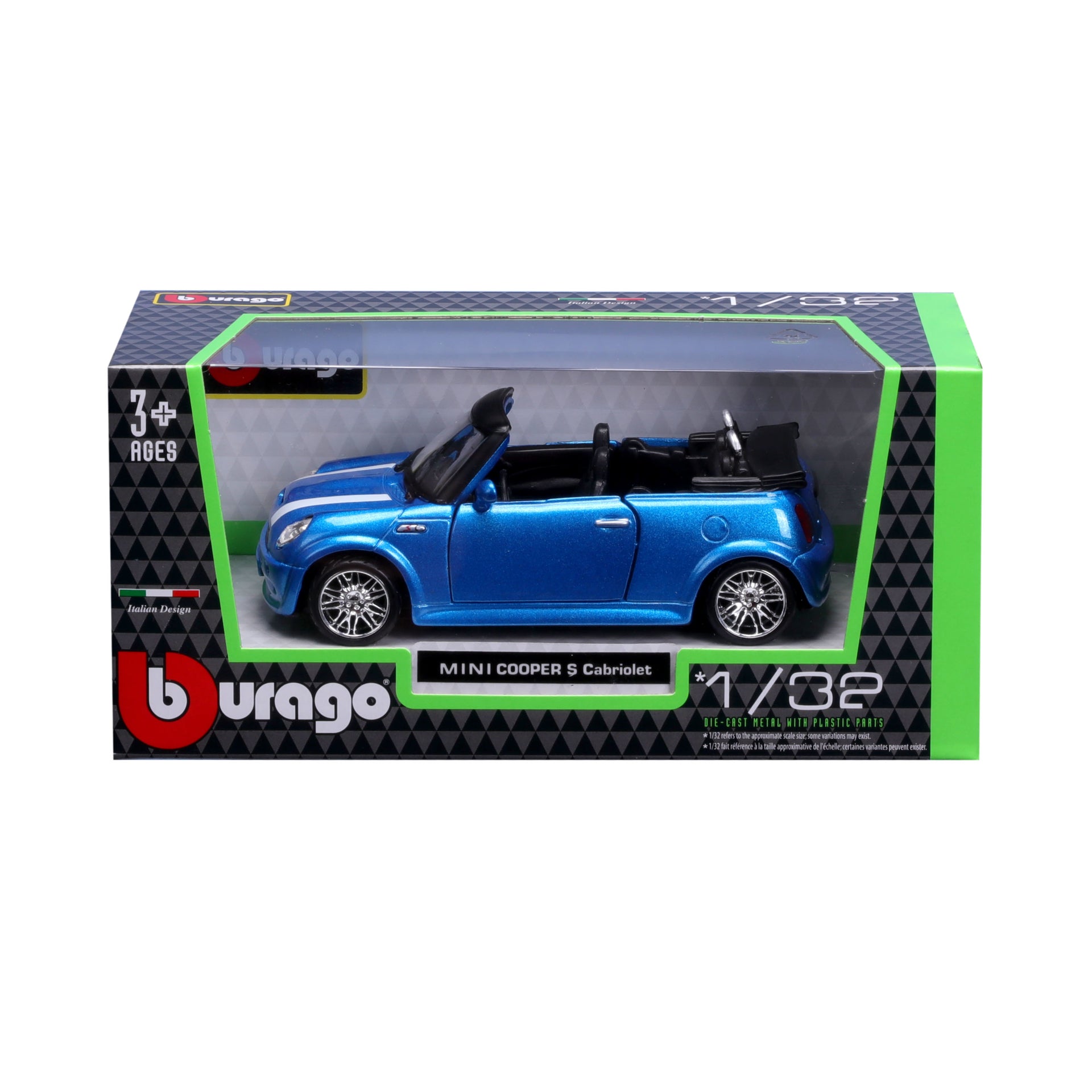Macheta Masinuta Bburago 1:32 Mini Cooper S Cabriolet Albastru Metalizat, BB43100-43041
