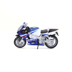 Macheta Motocicleta Bburago 1:18 Suzuki GSX-R750 Alb/Albastru, BB51030-51008