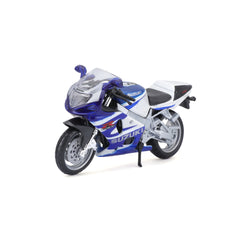 Macheta Motocicleta Bburago 1:18 Suzuki GSX-R750 Alb/Albastru, BB51030-51008