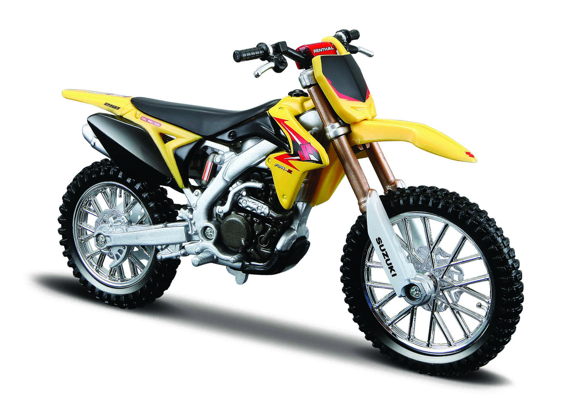 Macheta Motocicleta Bburago 1:18 Suzuki RM-Z450 Galben/Negru, BB51030-51048