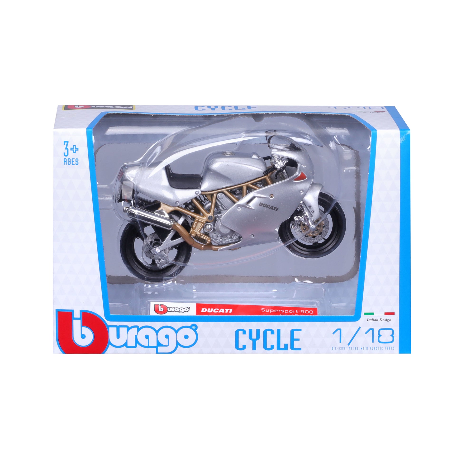 Macheta Motocicleta Bburago 1:18 Ducati Supersport 900FE Argintiu, BB51030-51063