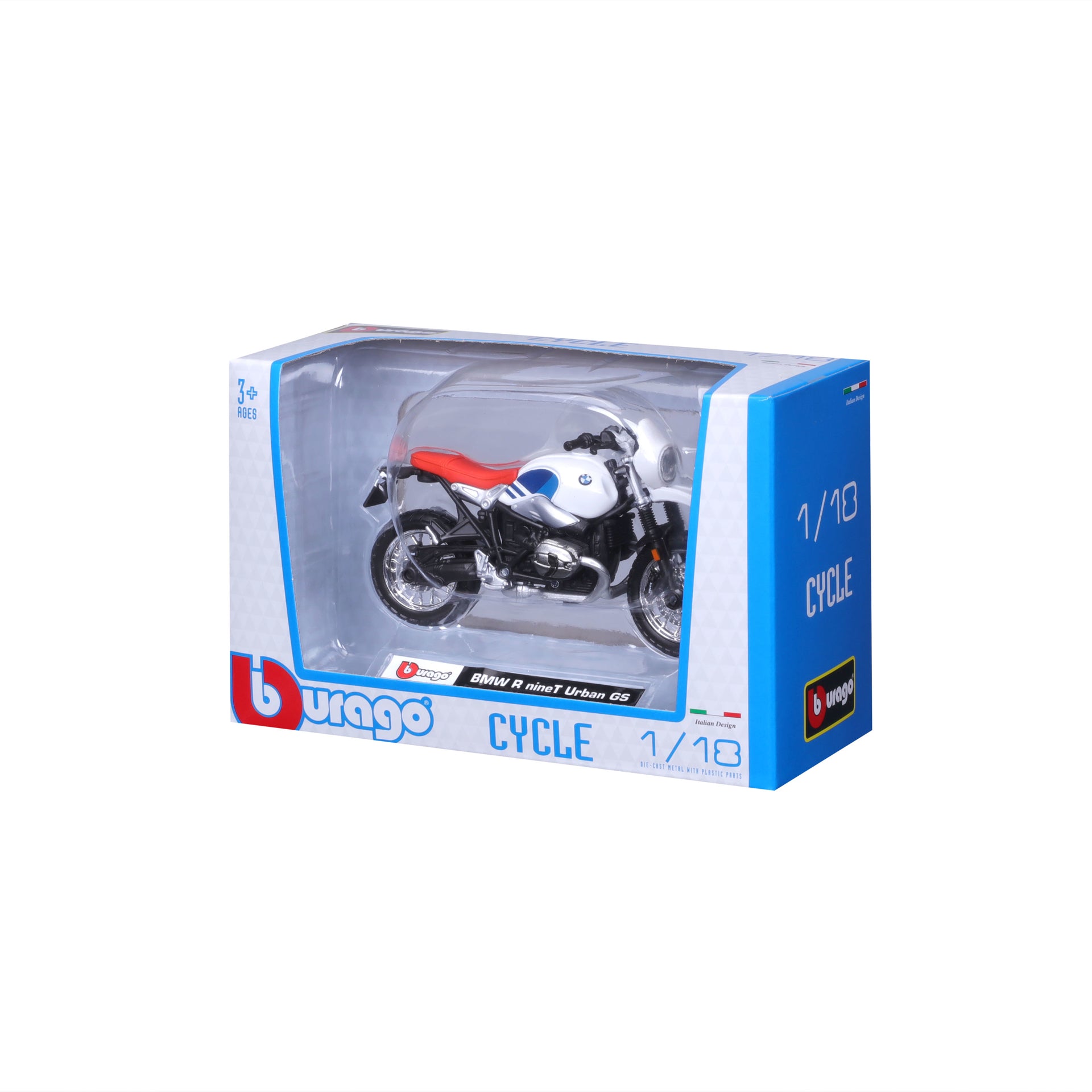 Macheta Motocicleta Bburago 1:18 Bmw R Ninet Urban Alb, BB51030-51069