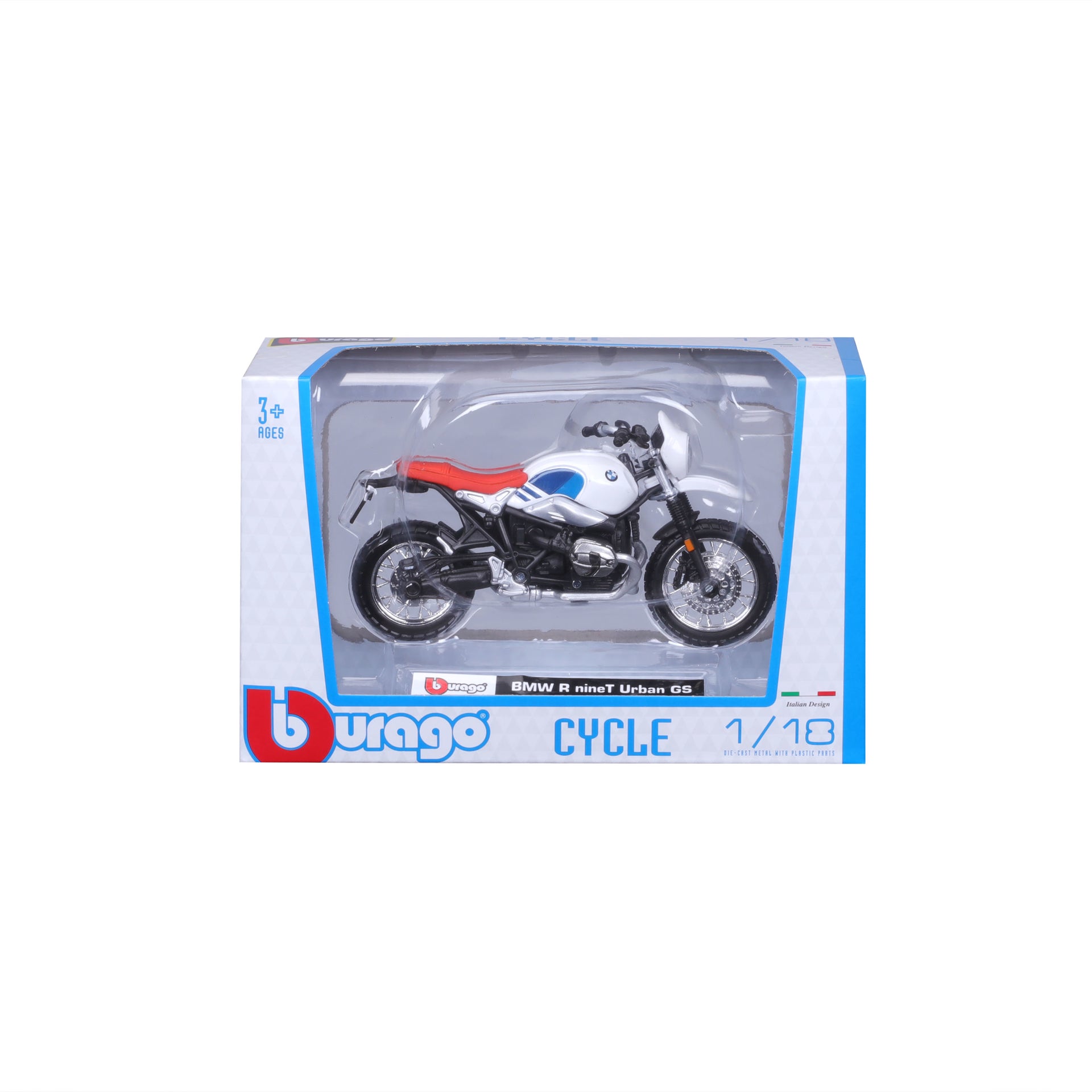 Macheta Motocicleta Bburago 1:18 Bmw R Ninet Urban Alb, BB51030-51069