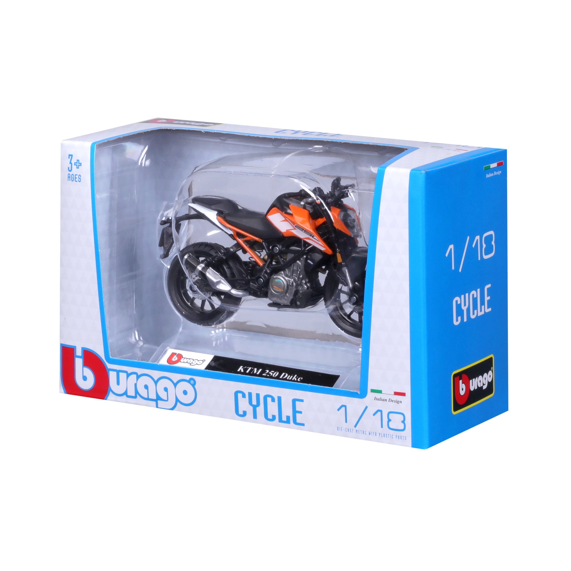 Macheta Motocicleta Bburago 1:18  KTM 250 Duke Portocaliu, BB51030-51083