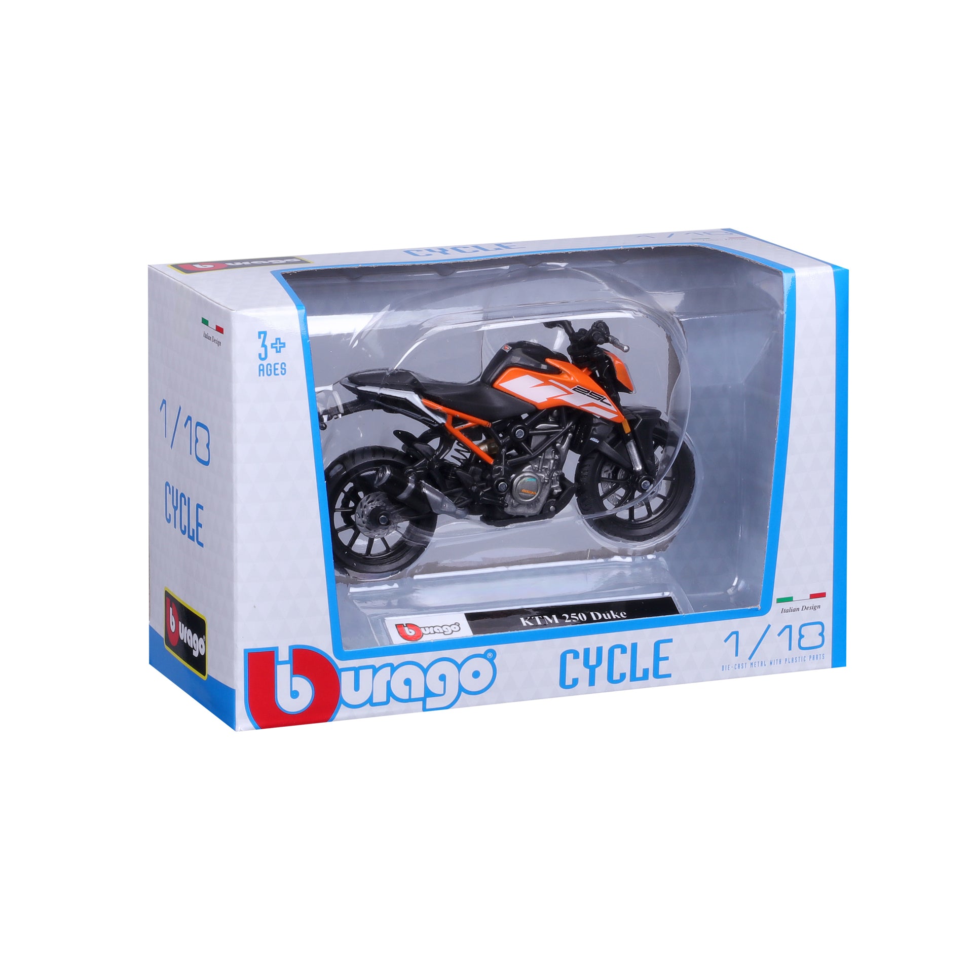 Macheta Motocicleta Bburago 1:18  KTM 250 Duke Portocaliu, BB51030-51083