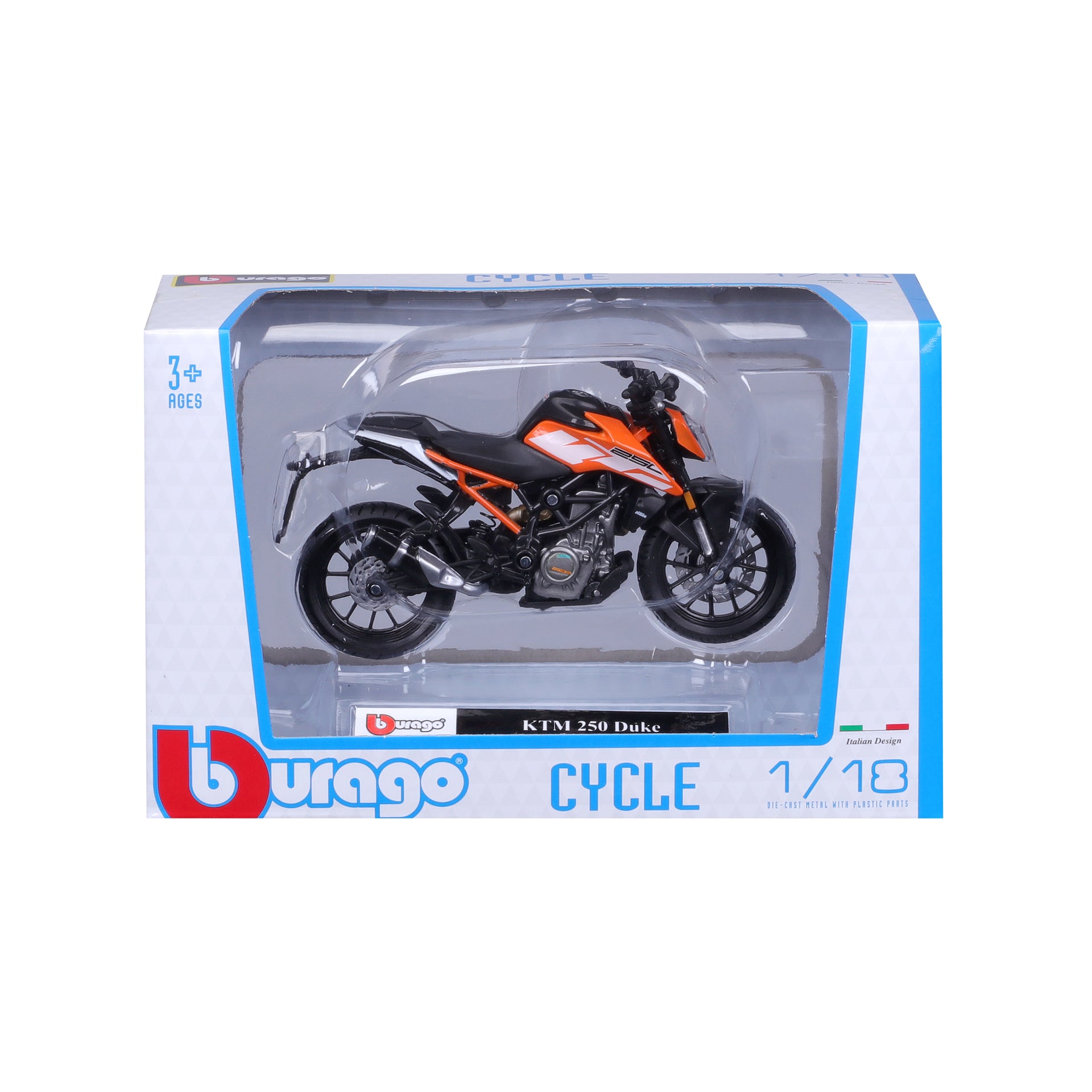 Macheta Motocicleta Bburago 1:18  KTM 250 Duke Portocaliu, BB51030-51083