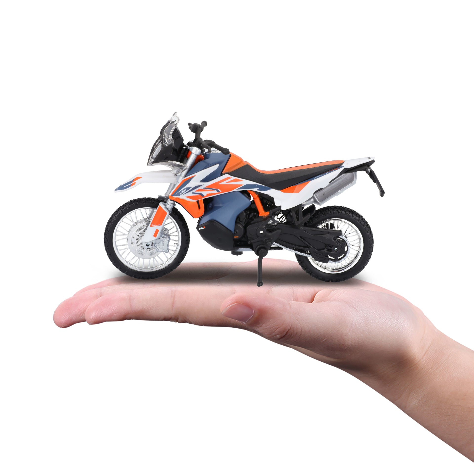 Macheta Motocicleta Bburago 1:18  KTM 790 Adventure R Rally Albastru/Portocaliu, BB51030-51084