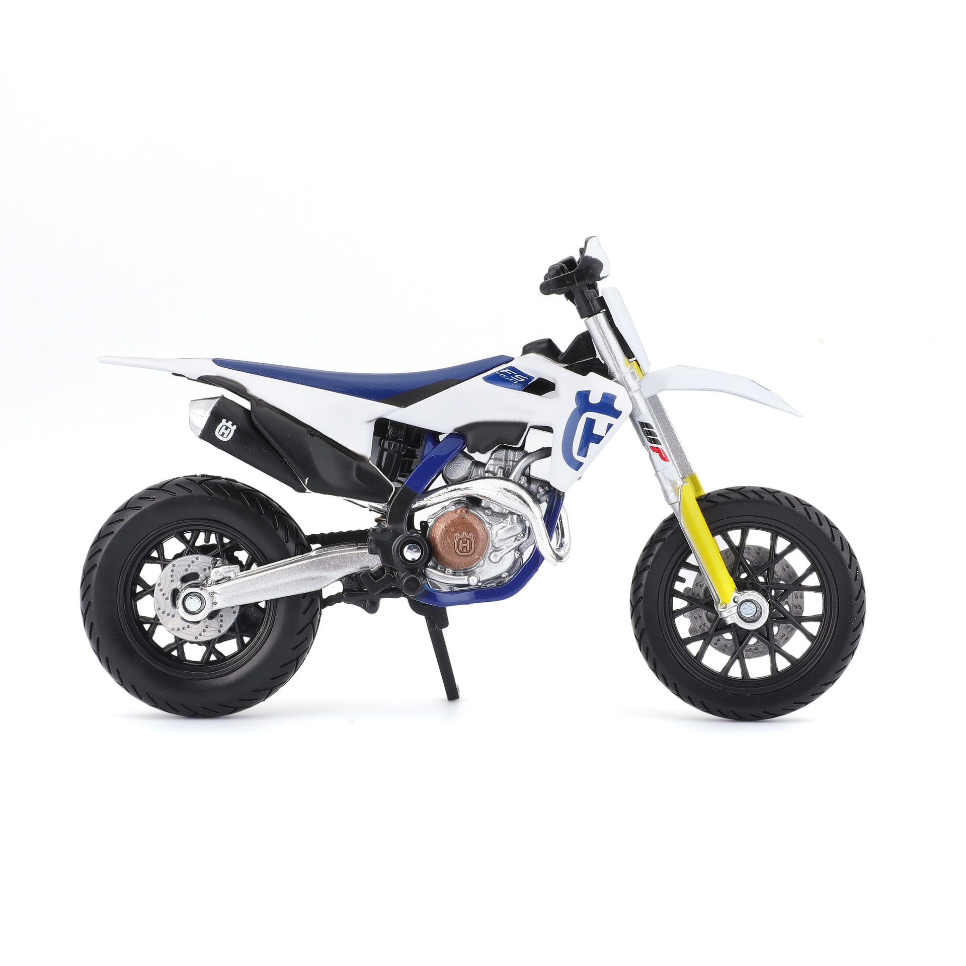 Macheta Motocicleta Bburago 1:18 Husqvarna FS 450 Supermoto Alb, BB51030-51087