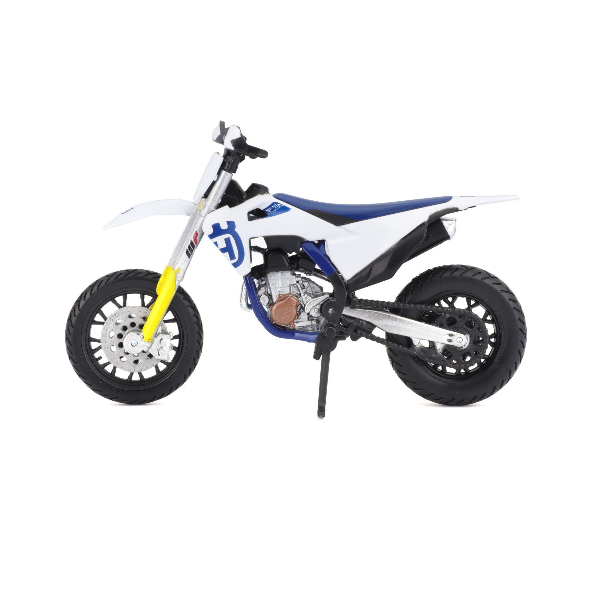 Macheta Motocicleta Bburago 1:18 Husqvarna FS 450 Supermoto Alb, BB51030-51087