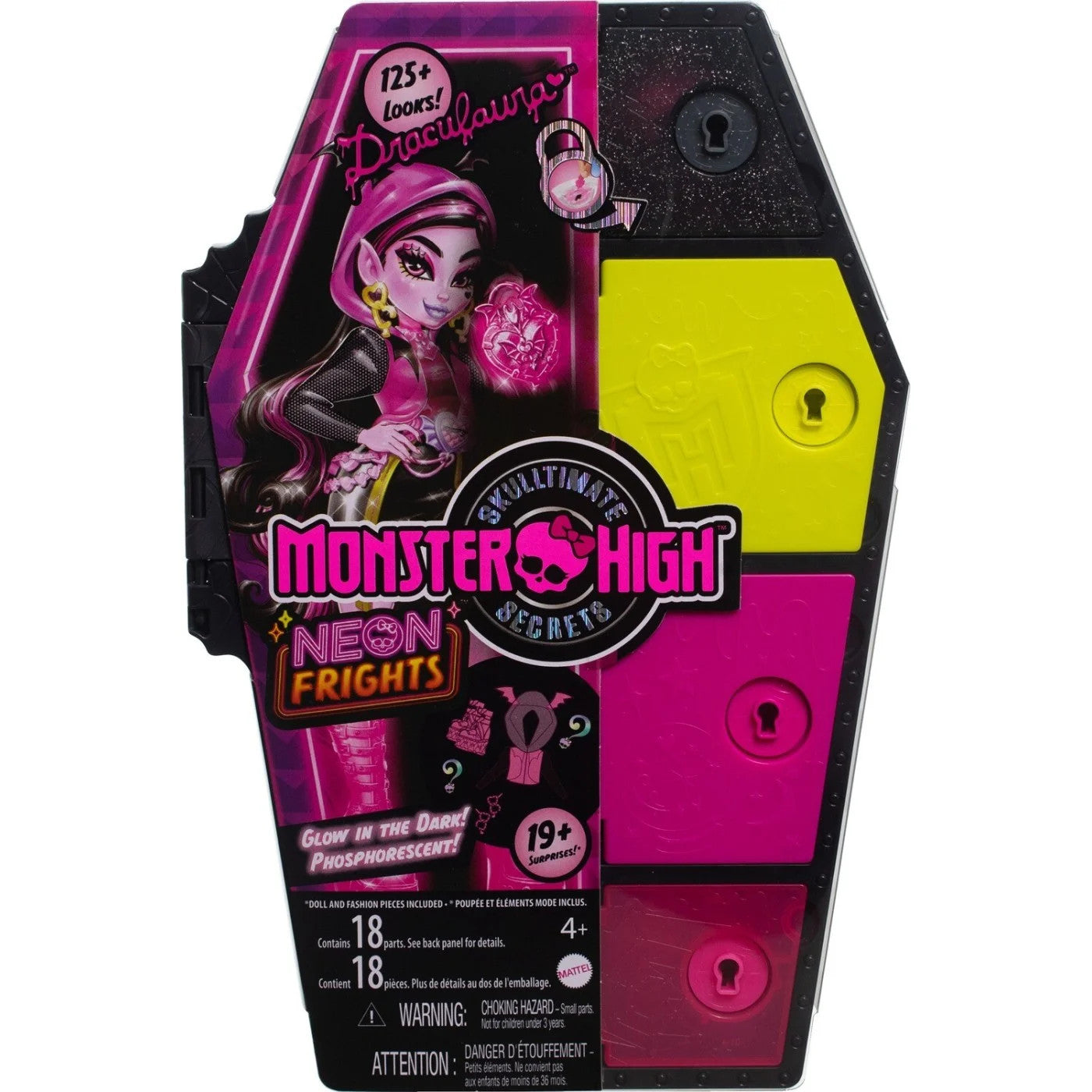Papusa Monster High Skulltimate Secrets Neon Frights Draculaura- Secrete in Dulap, MTHNF78