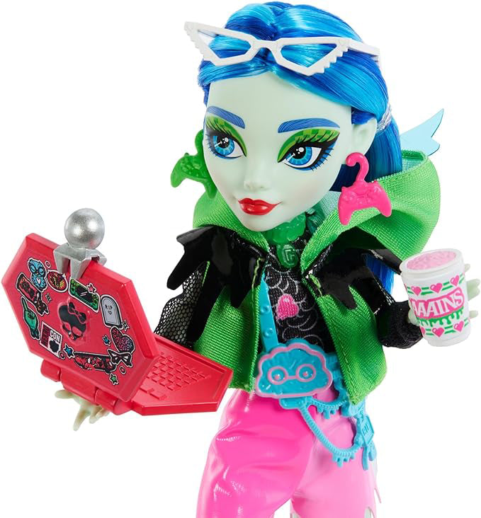 Papusa Monster High Skulltimate Secrets Neon Frights Ghoulia - Secrete in Dulap, MTHNF81
