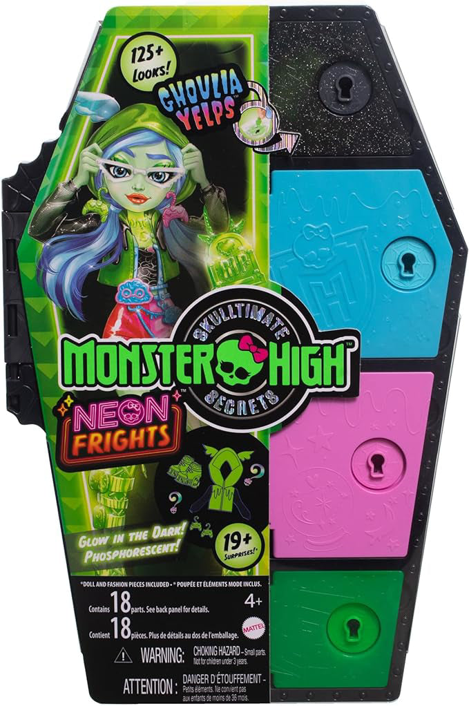 Papusa Monster High Skulltimate Secrets Neon Frights Ghoulia - Secrete in Dulap, MTHNF81