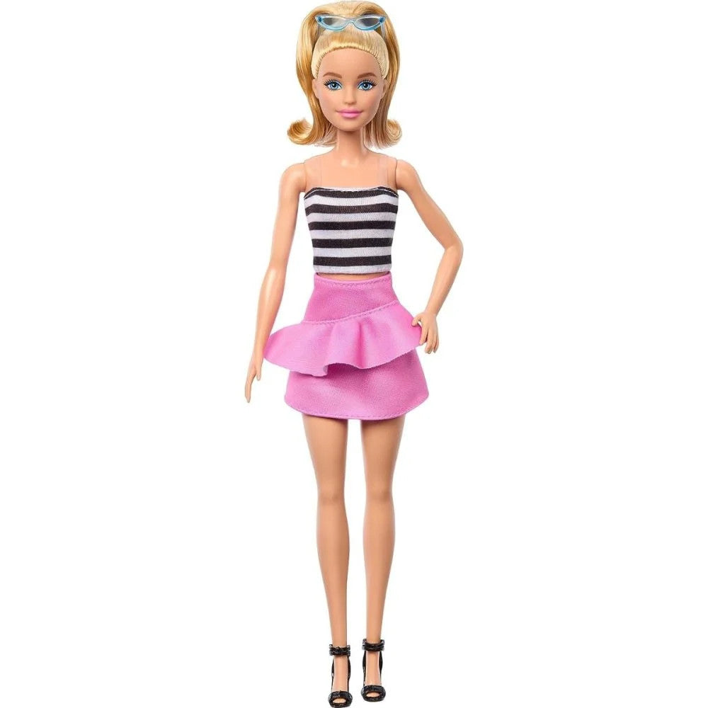 Papusa Mattel Barbie Fashionistas cu Par Blond si Fusta Roz 30 cm, MTFBR37/HRH11