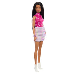 Papusa Mattel Barbie Fashionistas cu Par Negru si Tinuta Disco 30 cm, MTFBR37/HRH13