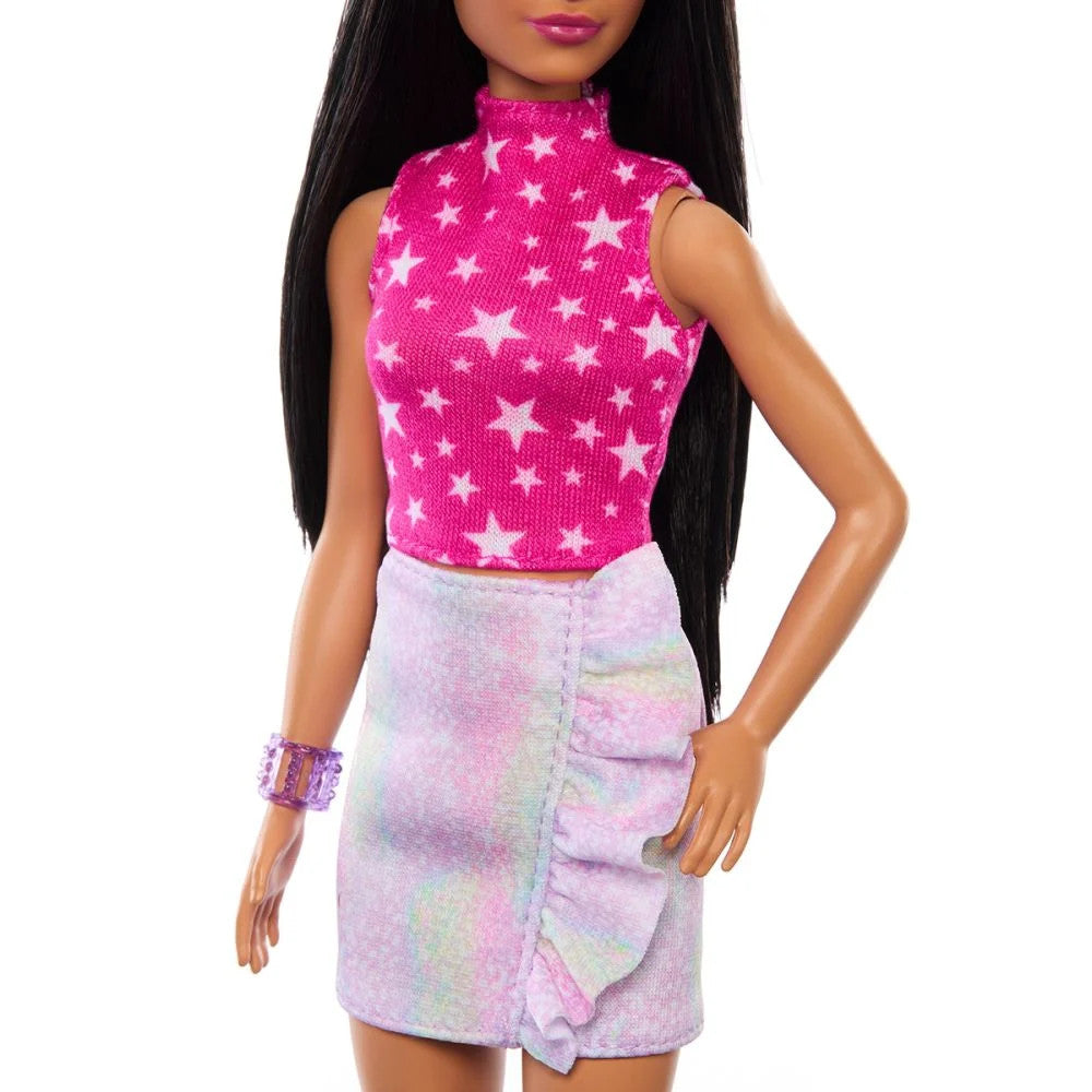 Papusa Mattel Barbie Fashionistas cu Par Negru si Tinuta Disco 30 cm, MTFBR37/HRH13