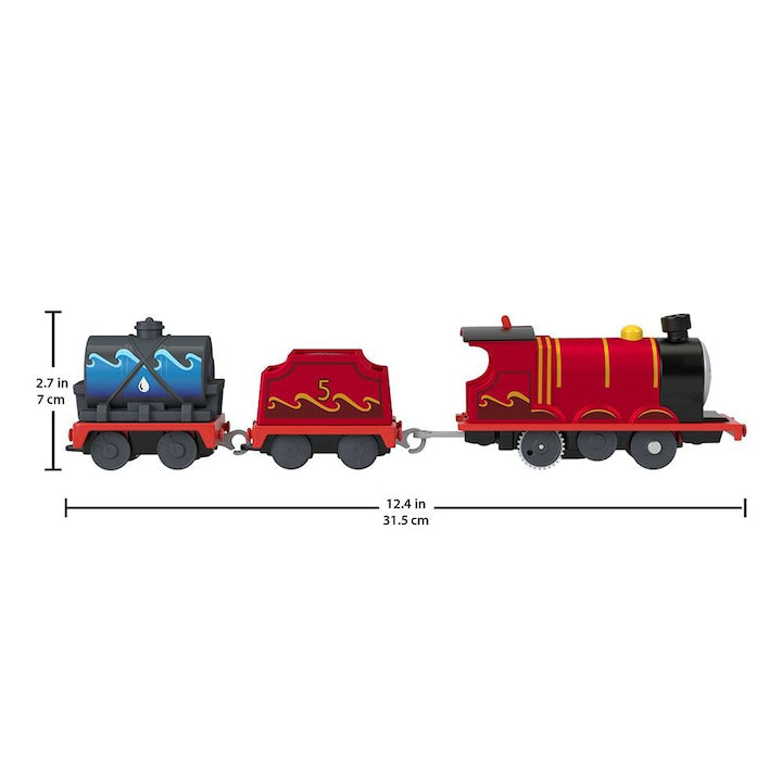 Locomotiva Motorizata Mattel Tomas&Friends - James 2 vagoane cu Cisterna Apa, MTHFX97/HNN07