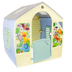 Casuta de joaca Mochtoys Happy House, ferestre verzi pastel,12794