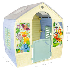 Casuta de joaca Mochtoys Happy House, ferestre verzi pastel,12794