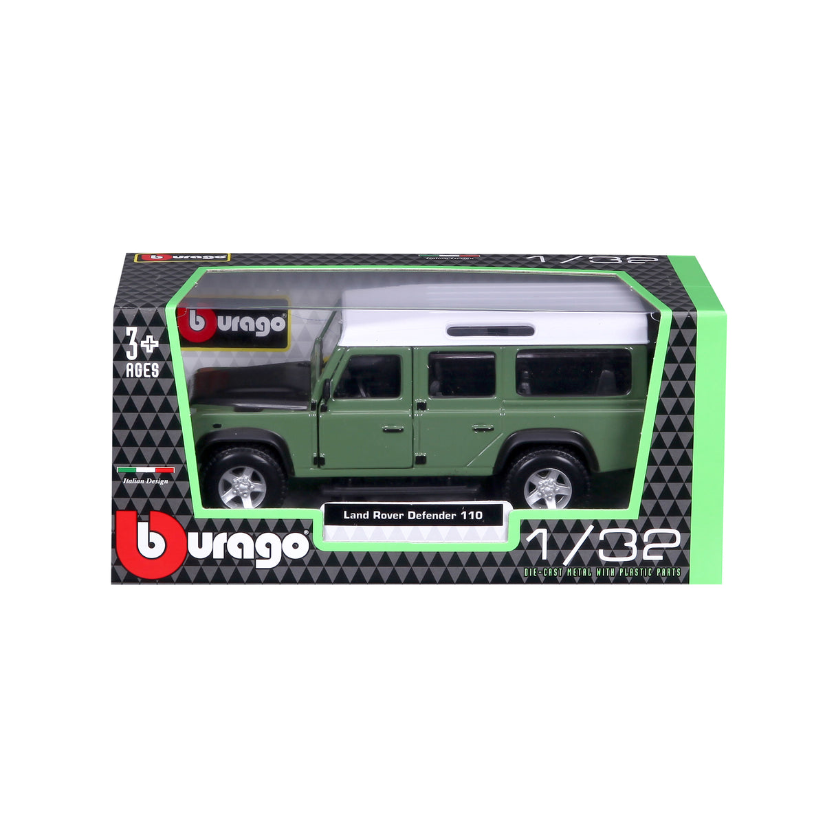 Macheta masinuta Bburago 1:32 Lamd Rover Defender 110 Verde 43100-43029