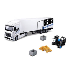 Macheta Bburago 1:43 Camion Mercedes Actros Sedis Logistics cu Stivuitor, BB31471