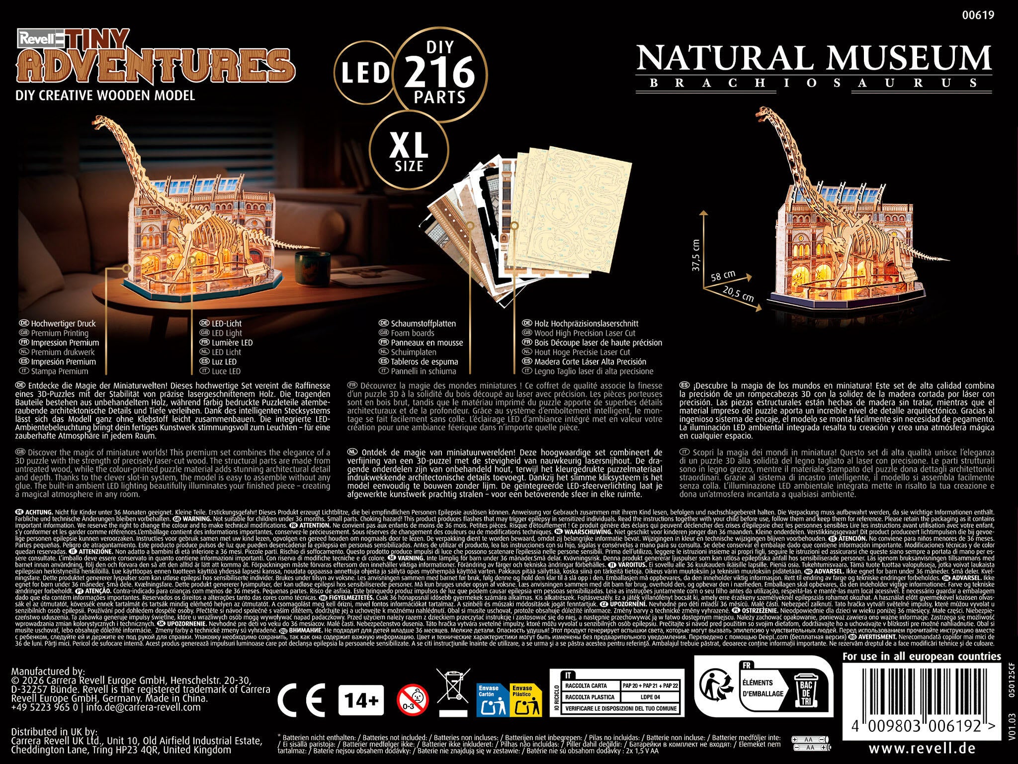 Revell Modele Functionale Din Lemn Pentru Asamblare Tiny Adventures - Natural Museum Brachiosaurus Sk Rev00619