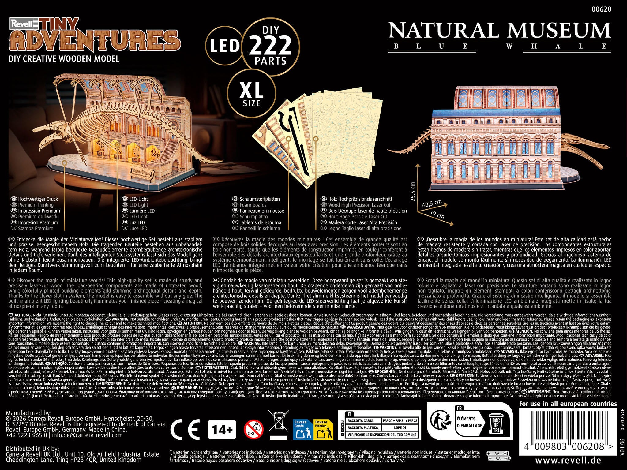 Revell Modele Functionale Din Lemn Pentru Asamblare Tiny Adventures - Natural Museum Blue Whale Rev00620