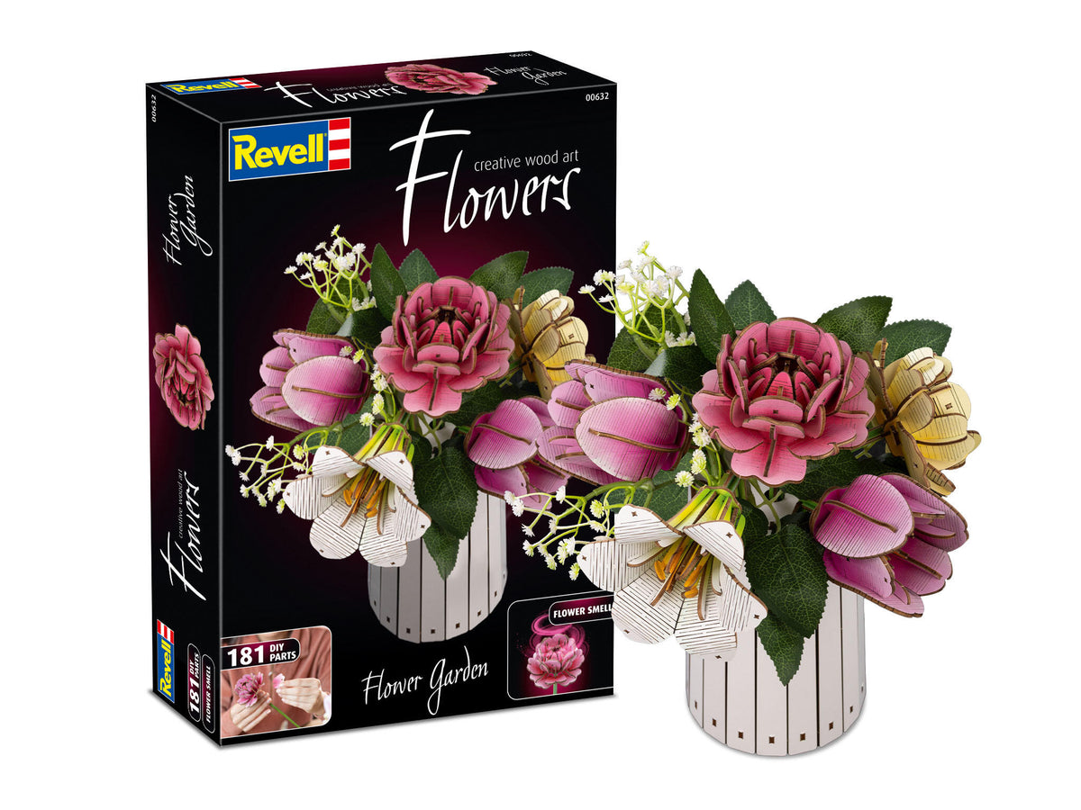 Puzzle 3D din lemn - Flori decorative parfumate cu vază | 181 piese | 14+ ani Revell 00632