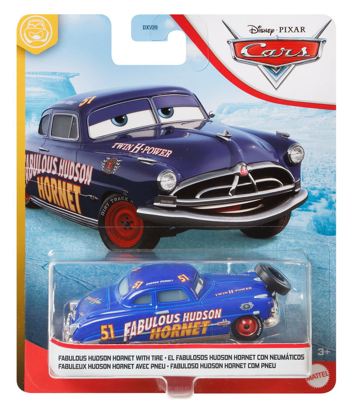 MASINUTA METALICA CARS3 PERSONAJUL FABULOSUL HUDSON HORNET CU CAUCIUC