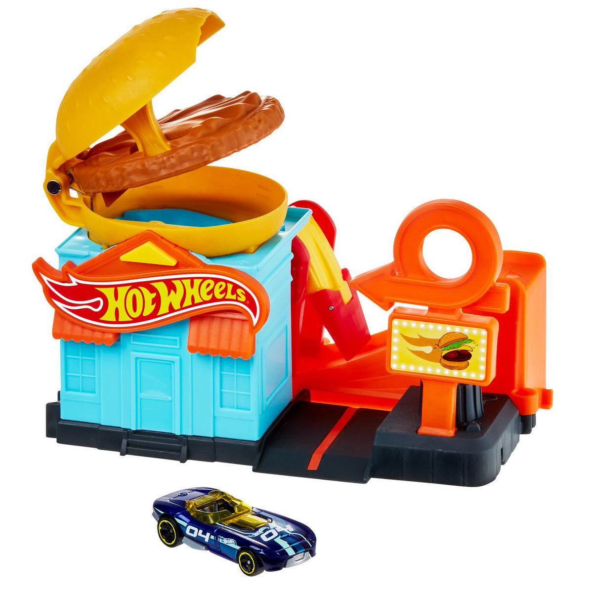 HOT WHEELS PISTA BURGER CU MASINUTA INCLUSA