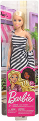 PAPUSA BARBIE TINUTE STRALUCITOARE BLONDA CU ROCHITA ALB-NEGRU