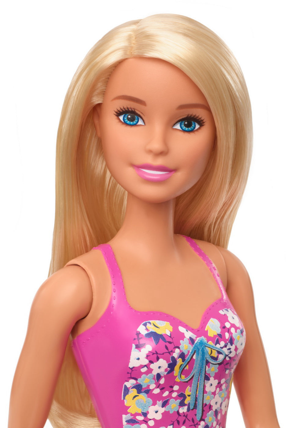 PAPUSA BARBIE BLONDA CU COSTUM DE BAIE IN DOUA CULORI