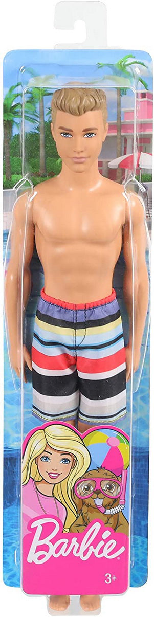 PAPUSA KEN LA PLAJA BLOND CU COSTUM DE BAIE MULTICOLOR