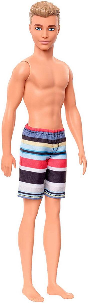 PAPUSA KEN LA PLAJA BLOND CU COSTUM DE BAIE MULTICOLOR