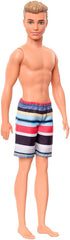 PAPUSA KEN LA PLAJA BLOND CU COSTUM DE BAIE MULTICOLOR