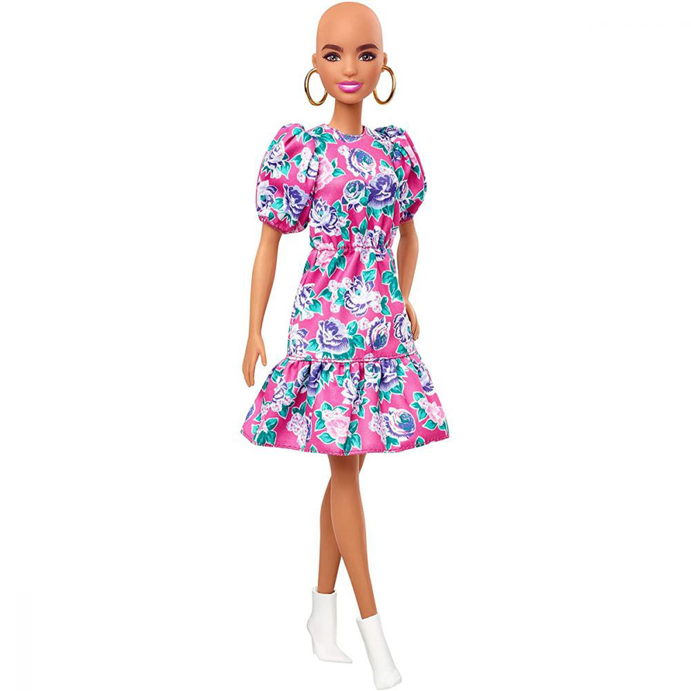 PAPUSA BARBIE FASHIONISTA FARA PAR SI ROCHIE ROZ CU MANECI BUFANTE